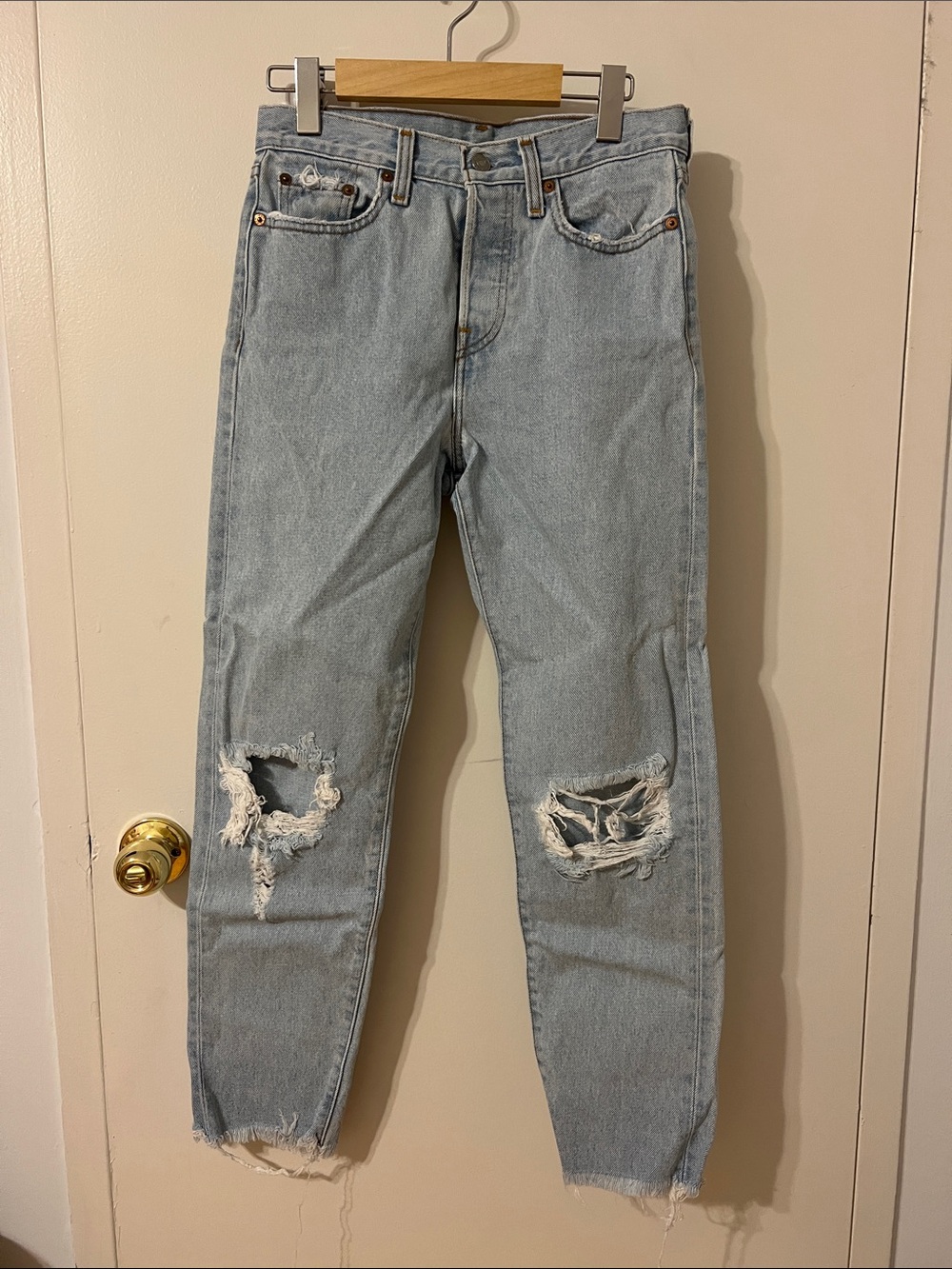 Levi’s Light Wash Distressed High-Rise Jeans